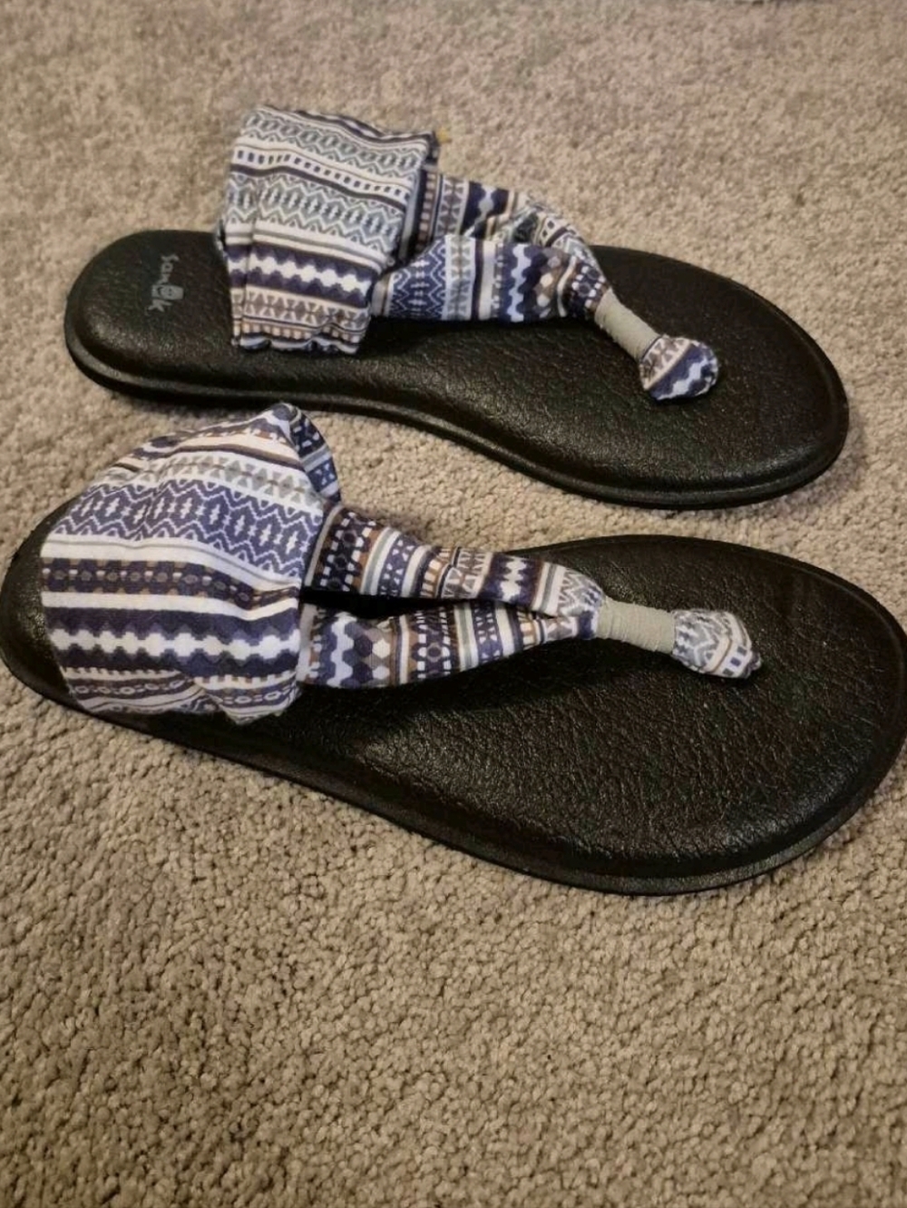 ❤️‍🔥Sanuk Women's Size 7 Yoga Sling 2 Lead Grey Lanai Blanket Print Sandles